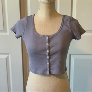 Purple button down crop top